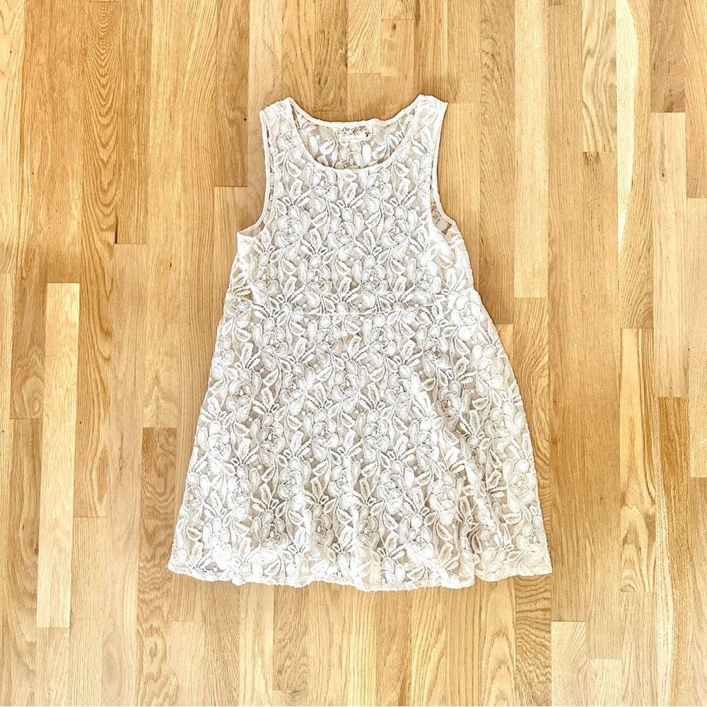 Free People | sleeveless delicate floral lace cream dress